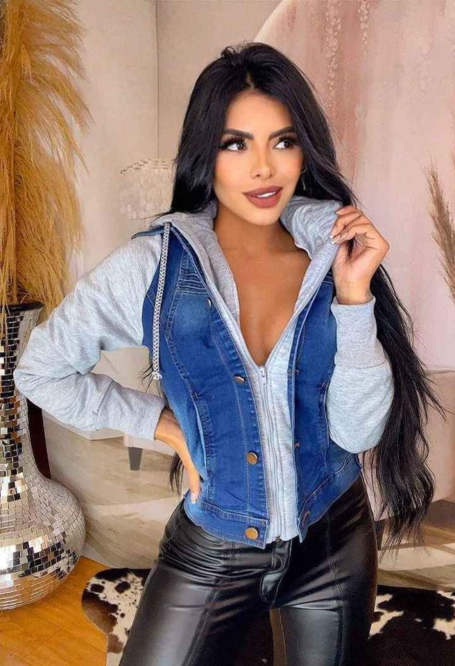 Chaqueta jean mangas capota algodón Saray