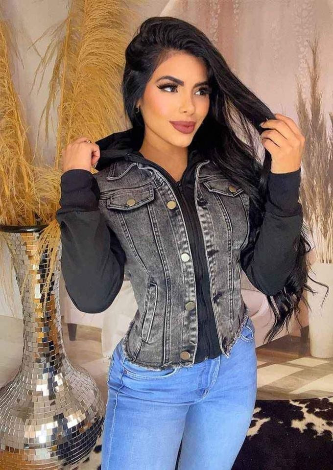 Chaqueta jean mangas capota algodón Saray
